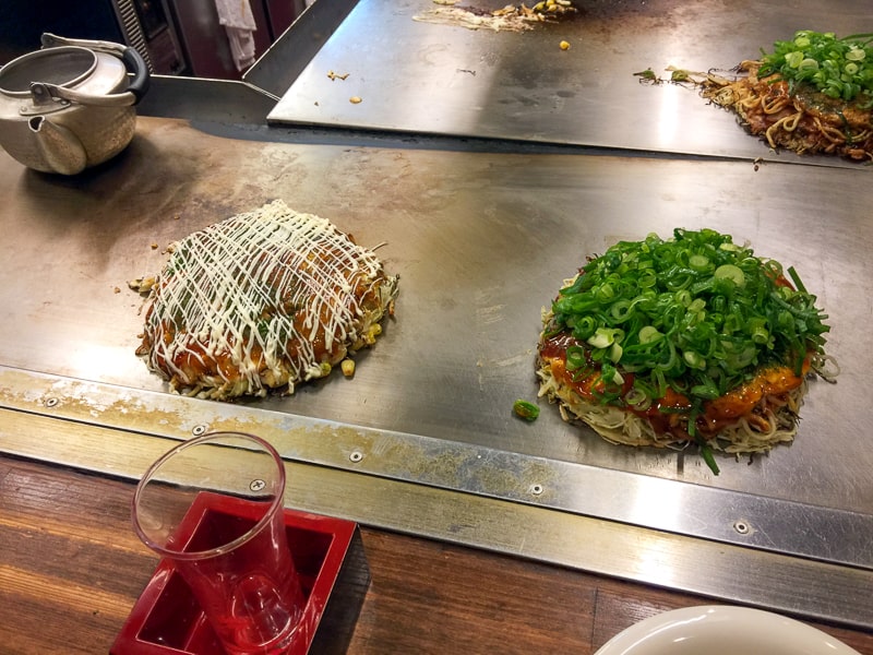 Eating Okonomiyaki in Japan